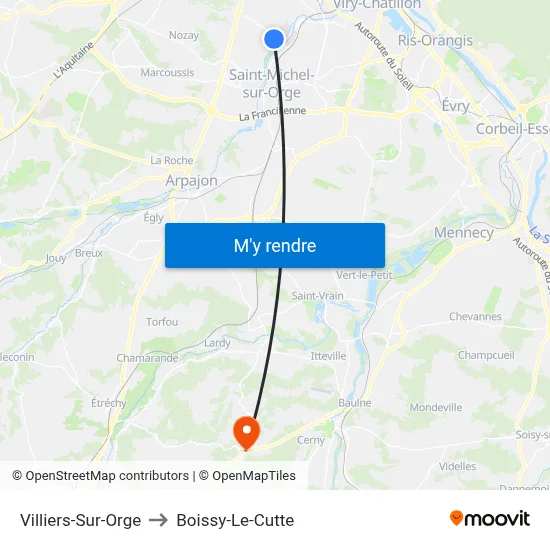 Villiers-Sur-Orge to Boissy-Le-Cutte map