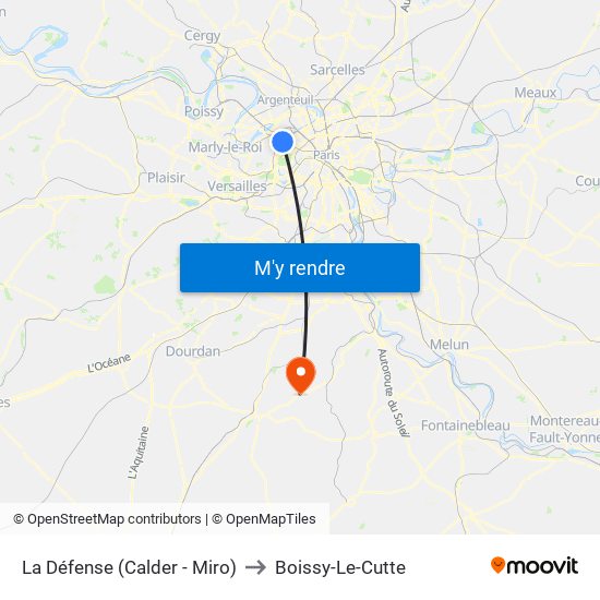 La Défense (Calder - Miro) to Boissy-Le-Cutte map