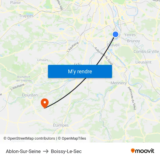 Ablon-Sur-Seine to Boissy-Le-Sec map