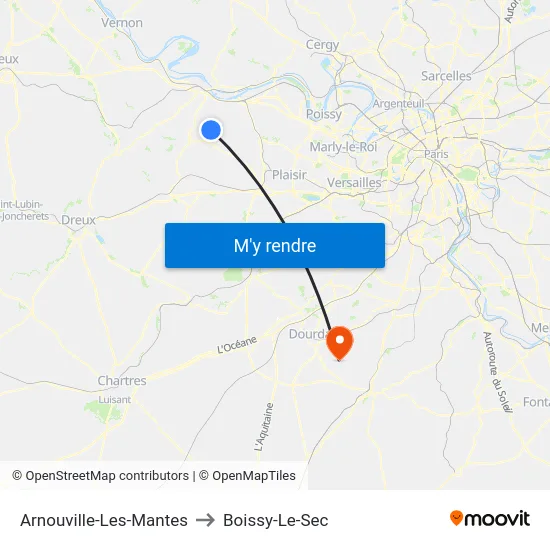 Arnouville-Les-Mantes to Boissy-Le-Sec map