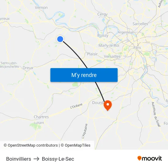 Boinvilliers to Boissy-Le-Sec map