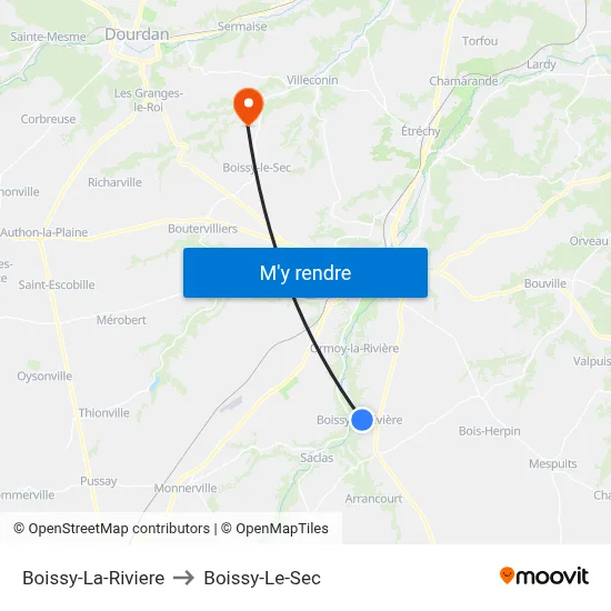 Boissy-La-Riviere to Boissy-Le-Sec map