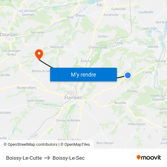 Boissy-Le-Cutte to Boissy-Le-Sec map