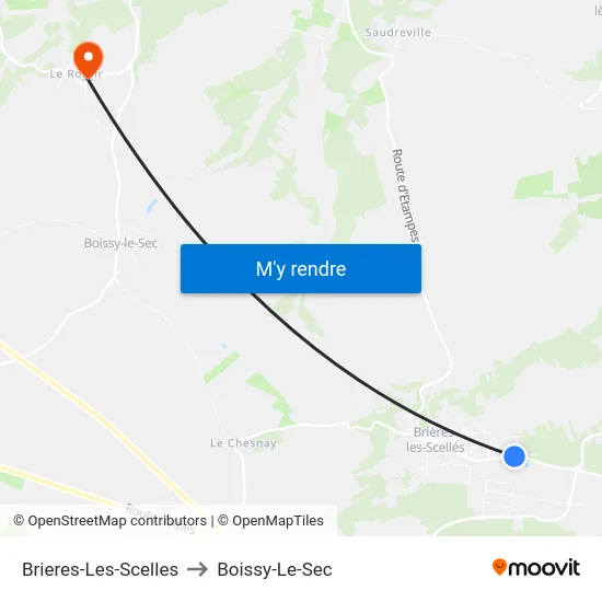 Brieres-Les-Scelles to Boissy-Le-Sec map