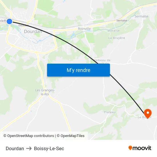 Dourdan to Boissy-Le-Sec map