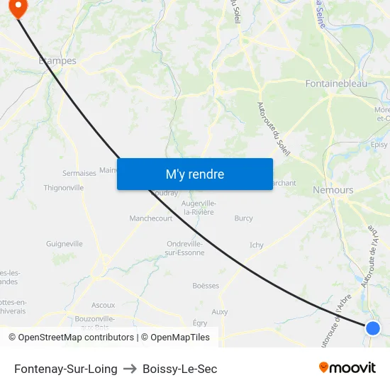 Fontenay-Sur-Loing to Boissy-Le-Sec map