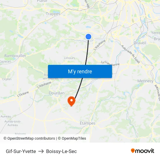 Gif-Sur-Yvette to Boissy-Le-Sec map