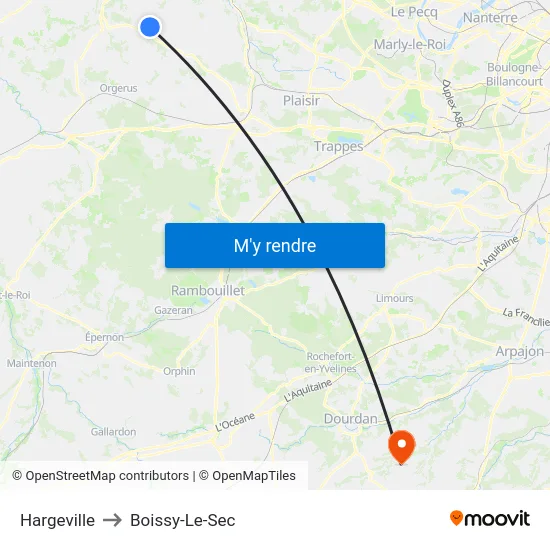 Hargeville to Boissy-Le-Sec map