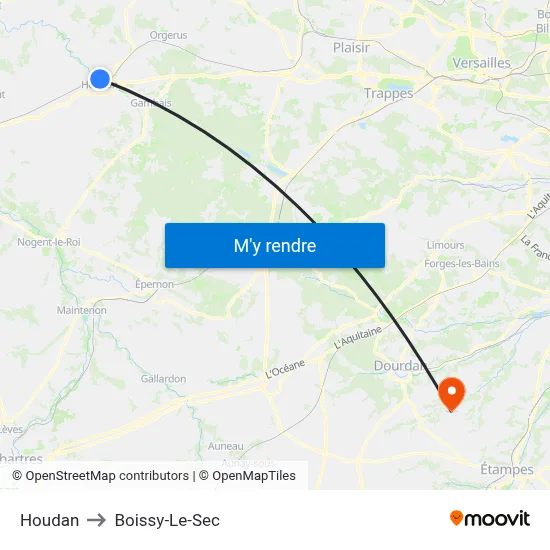 Houdan to Boissy-Le-Sec map