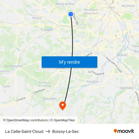 La Celle-Saint-Cloud to Boissy-Le-Sec map