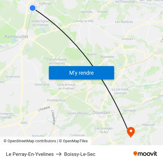 Le Perray-En-Yvelines to Boissy-Le-Sec map