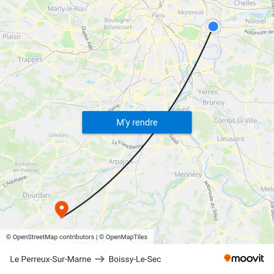 Le Perreux-Sur-Marne to Boissy-Le-Sec map