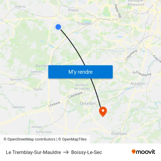 Le Tremblay-Sur-Mauldre to Boissy-Le-Sec map