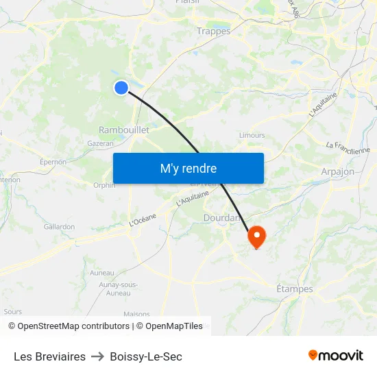 Les Breviaires to Boissy-Le-Sec map