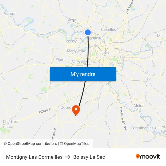 Montigny-Les-Cormeilles to Boissy-Le-Sec map