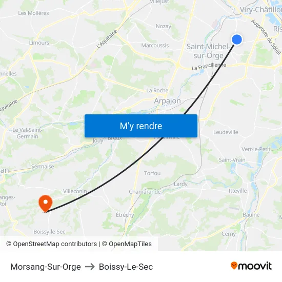 Morsang-Sur-Orge to Boissy-Le-Sec map