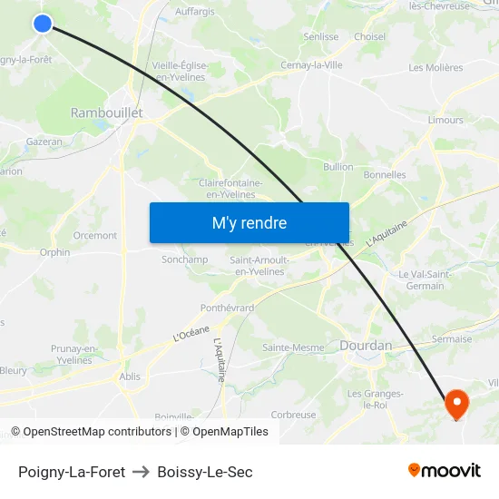 Poigny-La-Foret to Boissy-Le-Sec map