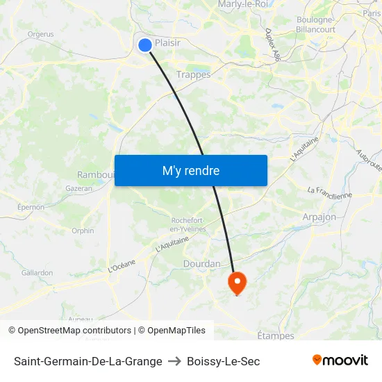 Saint-Germain-De-La-Grange to Boissy-Le-Sec map