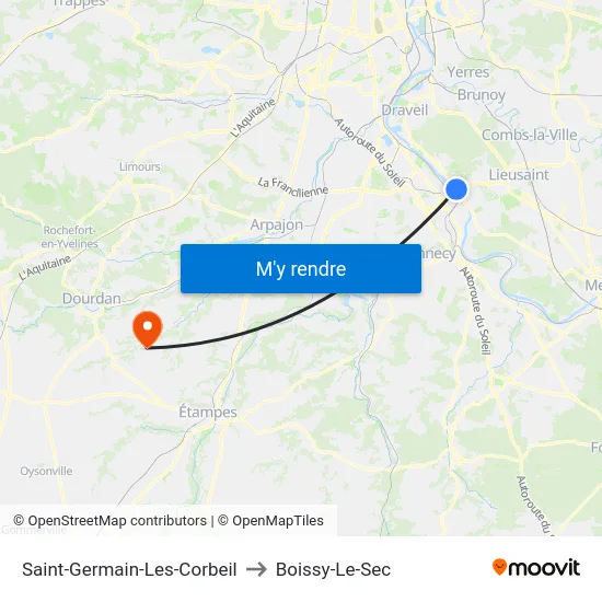 Saint-Germain-Les-Corbeil to Boissy-Le-Sec map
