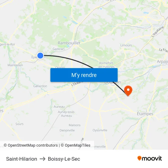 Saint-Hilarion to Boissy-Le-Sec map