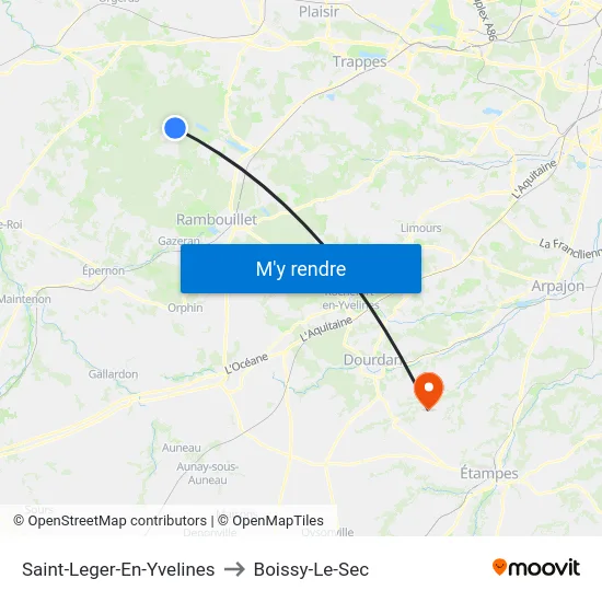 Saint-Leger-En-Yvelines to Boissy-Le-Sec map