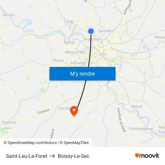 Saint-Leu-La-Foret to Boissy-Le-Sec map