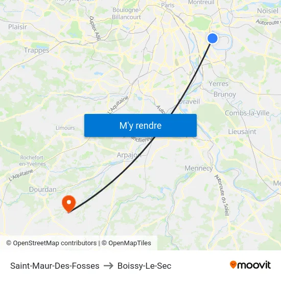 Saint-Maur-Des-Fosses to Boissy-Le-Sec map