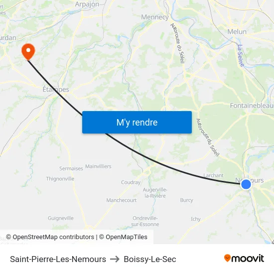 Saint-Pierre-Les-Nemours to Boissy-Le-Sec map