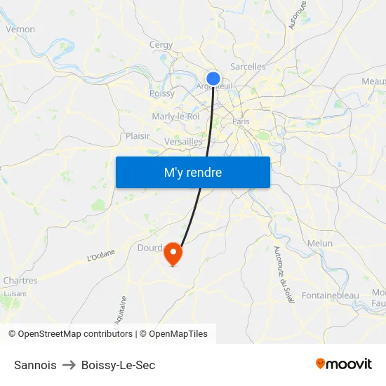 Sannois to Boissy-Le-Sec map