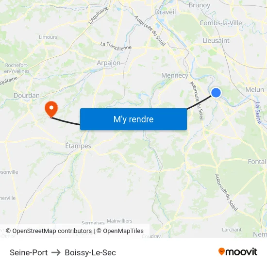Seine-Port to Boissy-Le-Sec map