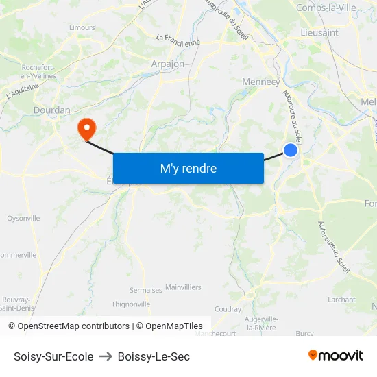 Soisy-Sur-Ecole to Boissy-Le-Sec map