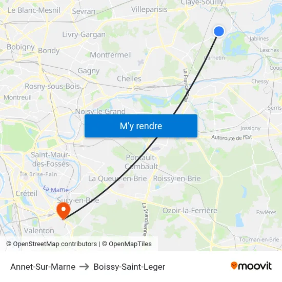 Annet-Sur-Marne to Boissy-Saint-Leger map