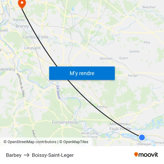 Barbey to Boissy-Saint-Leger map