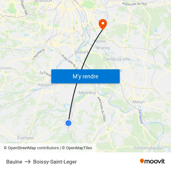 Baulne to Boissy-Saint-Leger map