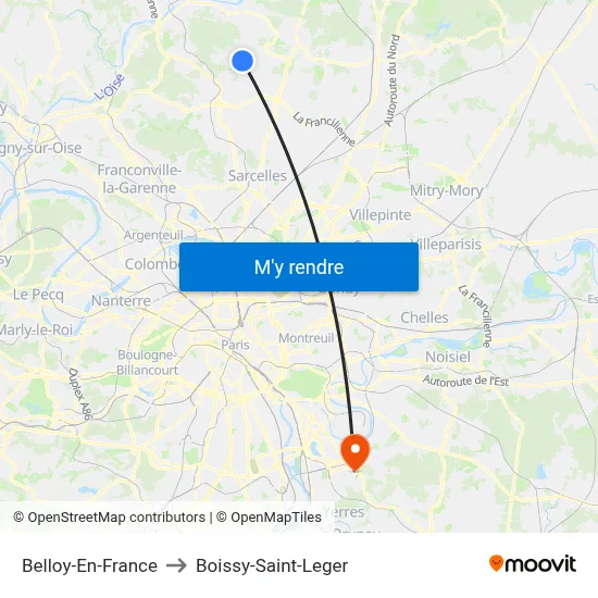 Belloy-En-France to Boissy-Saint-Leger map