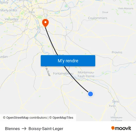 Blennes to Boissy-Saint-Leger map