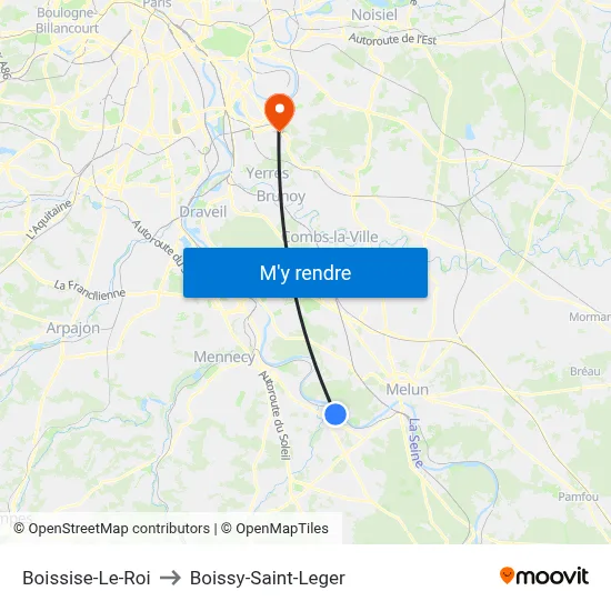 Boissise-Le-Roi to Boissy-Saint-Leger map