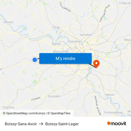 Boissy-Sans-Avoir to Boissy-Saint-Leger map
