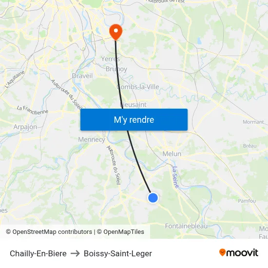 Chailly-En-Biere to Boissy-Saint-Leger map