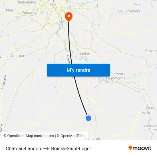 Chateau-Landon to Boissy-Saint-Leger map