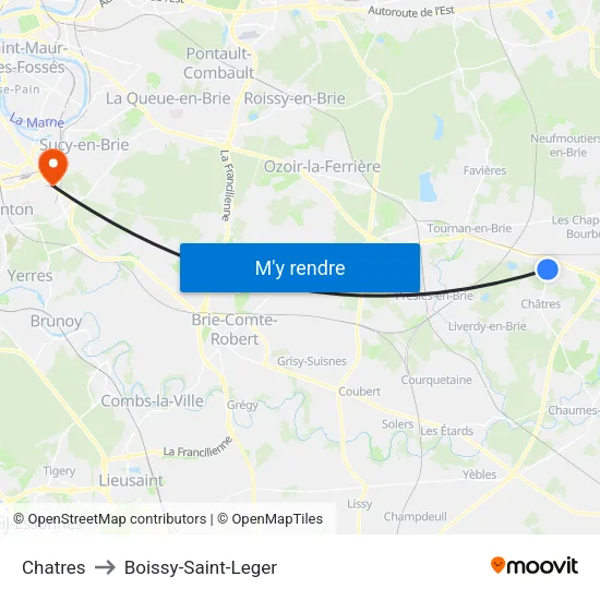 Chatres to Boissy-Saint-Leger map