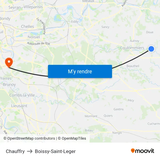Chauffry to Boissy-Saint-Leger map