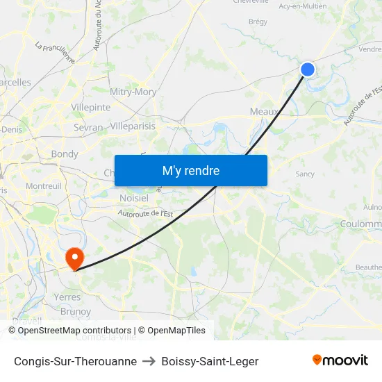 Congis-Sur-Therouanne to Boissy-Saint-Leger map