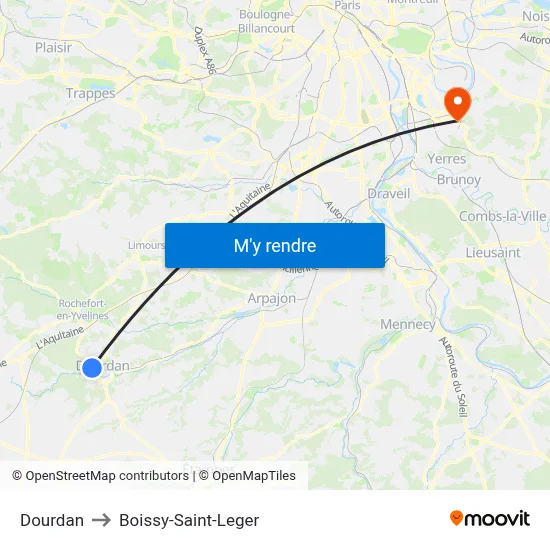 Dourdan to Boissy-Saint-Leger map