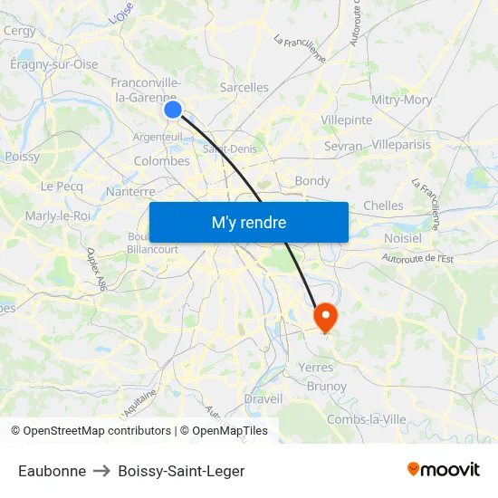 Eaubonne to Boissy-Saint-Leger map