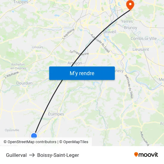 Guillerval to Boissy-Saint-Leger map