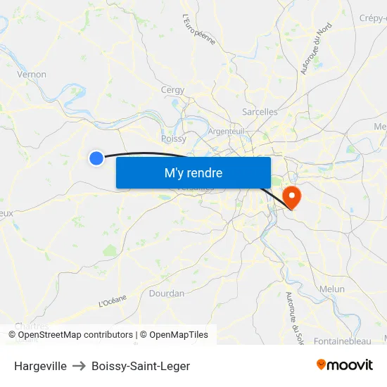 Hargeville to Boissy-Saint-Leger map