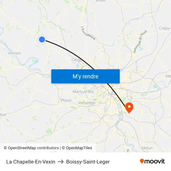 La Chapelle-En-Vexin to Boissy-Saint-Leger map