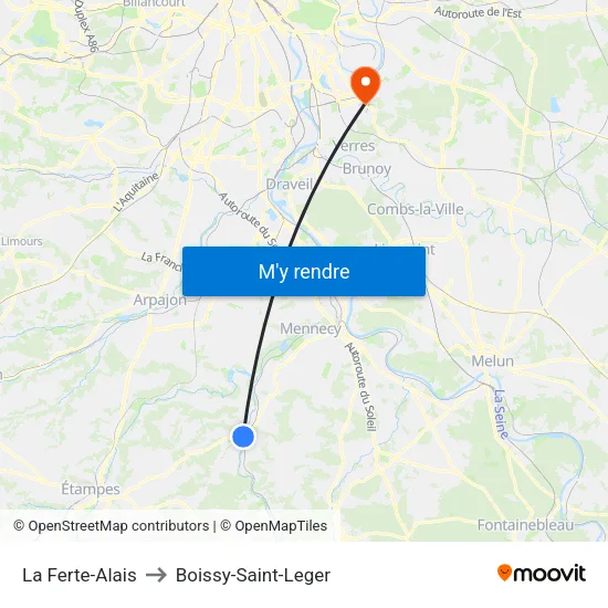 La Ferte-Alais to Boissy-Saint-Leger map