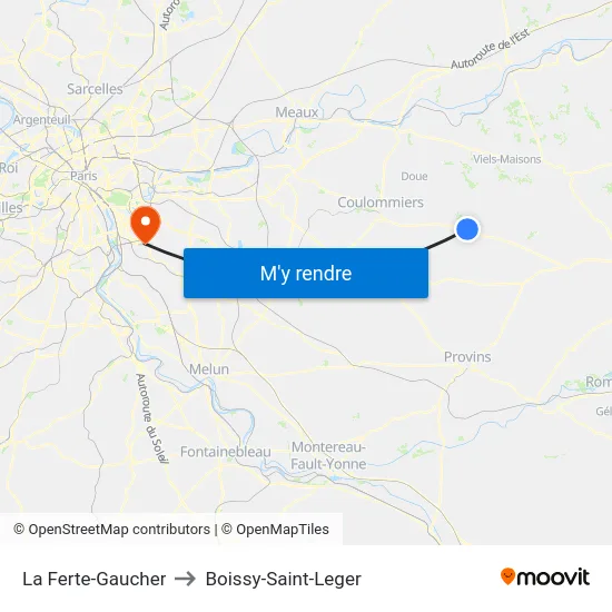 La Ferte-Gaucher to Boissy-Saint-Leger map